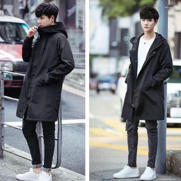 Men's Trench Coats Long Coat Men Fashion Ded Windbreaker Black Overcoat Casual Jackets Big Size
