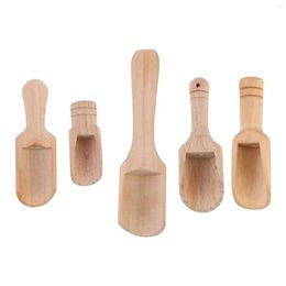 Coffee Scoops 5 Pieces Multifunctional Wooden Scoop Condiment Spoon Small Salt For Restaurant Spices Cereal