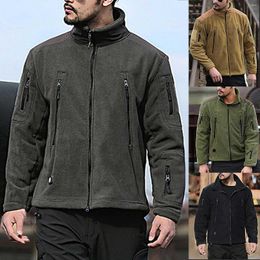 Men's Jackets Fleece Warm Winter Zip Up Plush Thickened Coat Motor Windbreak Tactical Cotton Bomber Overcoats