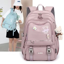 Backpacks Dziecięce torby szkolne dla dziewcząt Duże szkolne szkolne plecak Kawaii Bread Plecak dla dzieci Wodoodporny laptopa Travel Rucksack 230906