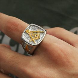 Fashion Fashion Stainless Steel AG Freemasons Ring For Men Vintage Punk Finger Jewellery Club Party Gift
