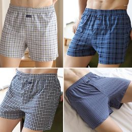 Underpants 4pcs/lot Men's Pure Cotton Underwear Loose Flat Corner Pants Men Boxer Large High Waist Shorts Home Sleepwear ALK102