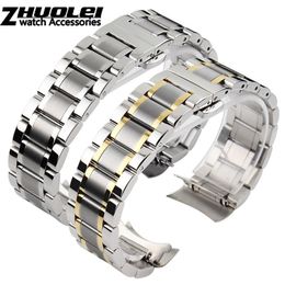 Watch Bands Curved end stainless steel watchband bracelet watch straps 16mm 17mm 18mm 19mm 20mm 21mm 22mm 23mm 24mm steel banding bracelet 230905