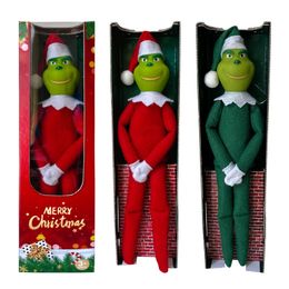 High Quantity 32cm Red Green Doll Plush Toys Christmas Ornament Hanging Monster Elf Dolls Soft Stuffed Doll Christmas Xmas Tree Decoration For Children Gifts