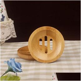 Soap Dishes Round Mini Dish Drying Holder Creative Environmental Protection Natural Bamboo Drop Delivery Home Garden Bath Bathroom A Dhaiu