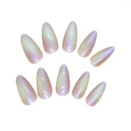 False Nails Colourful Aurora Glossy Almond Lightweight And Easy To Stick Fake Nail For Shopping Travelling Dating