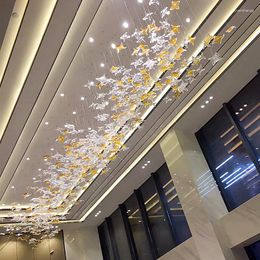 Chandeliers Large Sales Department Hall Shaped Ribbon Chandelier Shopping Mall Art Modelling Light Beauty Salon Club Non-standard Project Lig