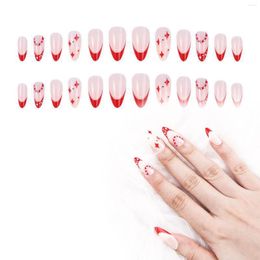 False Nails Almond Fake With Nail Glue Christmas Artificial Finger Manicure Red Gel Kit For Decoration Home DIY