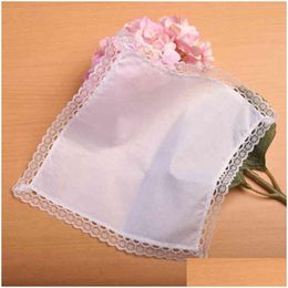 Handkerchiefs 2022 New 12Pcs Diy Handmade Graffiti Handkerchief Personalised White Lace Wo Gifts Squar Cotton Drop Delivery Fashion Ac Otytx