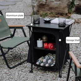 Camp Furniture Outdoor Camping Folding Table Picnic Storage Cabinet Portable Tableware Cookware Aluminium Alloy