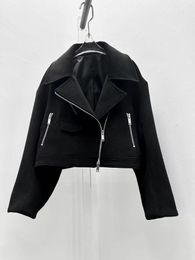Women's Jackets Fyion 2023 Runway Long Sleeve Women Jacket Black Slim Fashion Elegant Office Work Solid Turn Down Collar Top
