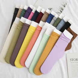Women Socks Ladies Summer Cotton Solid Colour Thin Casual Ice Breathable Sweatproof Sports Running Women's Stockings