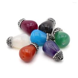 Pendant Necklaces Natural Stone Gem Water Drop Diamond Multicolor Handmade Crafts Necklace Bracelet Earring Accessories For Woman15x23mm