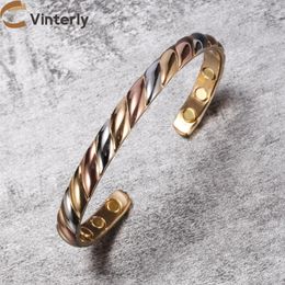 Bangle Pure Copper Magnetic Bracelet Arthritis Energy Rose Magnetic Bracelet Benefits Adjustable Cuff Copper Bracelet Bangle for Women 230906