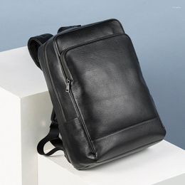 Backpack Natural Cow Skin Men's Genuine Leather Boys Shool High Quality Teenager Travel Bag Big Waterproof Notebook