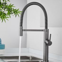 Kitchen Faucets Tianview Household Carving Spring Universal Pull-out Faucet And Cold Water Rotatable Retractable Sink