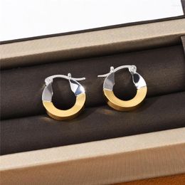 Stud Earrings Brass With 18k Gold Women Jewelry Punk Party T Show Gown Runway Korean Japan INS 2 Tone Hoop