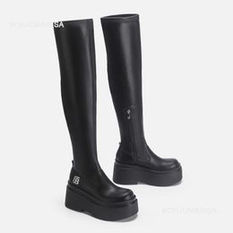 Boots BONJOMARISA Over The Knee High For Women Tight Platform Goth Round Toe Side Zipper Winter Fall Shoes 2023 230905