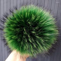 Berets 2pcs/lot Raccoon Pom Large Green Fur Pompom Huge Pompoms 15cm For Hats Beanies Shoes Pendants Keychains Accessories