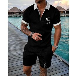 Other Sporting Goods Men's Polo Tracksuit Shorts Sets for Man Clothing Dab dabbing skeleton football soccer skeletor bones1 Running high quality 230905