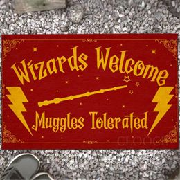 Carpet HX Magic Movie Carpets 3D Graphic Welcome Muggles Tolerated Floor Mat Fashion Flannel Indoor Doormats Kitchen Mats 230905