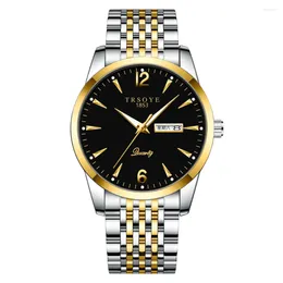 Wristwatches Trend Price Male Watch Luxury Black Dial Quartz Movement Montre Homme TRSOYE 068
