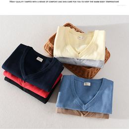 Men's Vests Cotton Solid Color Sweater Vest Men Knit Pullover Classic Style Comfortable Slim V-Neck Sleeveless Jersey 8501