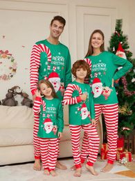 Xmas Print Pyjamas Christmas Matching Pyjamas Set Home Clothing Mother Daughter Father Son Rompers Sleepwear green Outfit