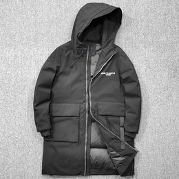 Men's Trench Coats Winter Long-Style Hooded Workwear Wind 90 White Duck Down Jacket Waterproof Moisture