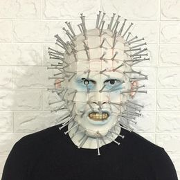 Party Masks Hellraiser Pinhead Horror Mask Party Carnival Mascaras Head Nail Man Movie Cosplay Mask Halloween Latex Scary Masks Spoof Props 230905