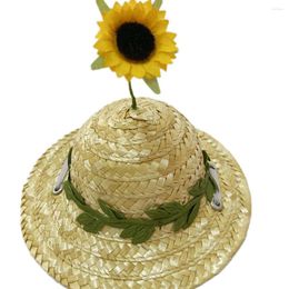 Dog Apparel Legendog Straw Hat With Sunflower Spring Summer Cool Pet Sun Cap Adjustable String Beach Party Decoration