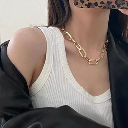 Choker 2023 Punk Gold Chain Necklace For Women Twist Chunky Thick Lock Necklaces Jewellery On The Neck Female Collier