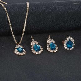 Necklace Earrings Set Exquisite And Fashionable Water Drop Diamond Earring Ring Classic Banquet Wedding Jewellery Birthday Gift