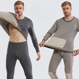 Men's Thermal Underwear Set Lovers O Neck Top Long Pants Thickened Cold-proof Warm Elastic Women Close-fitting 2 Piece Suits