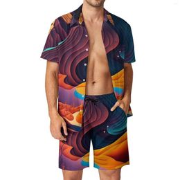 Men's Tracksuits Desert At Night Men Sets Abstract Nature Casual Shirt Set Novelty Beach Shorts Summer Custom Suit Two-piece Clothing Plus