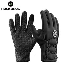 Cycling Gloves ROCKBROS sarung tangan bersepeda sebelumnya sepeda jari penuh tahan angin layar sentuh musim gugur dingin 230905