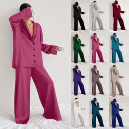 Women's Sleepwear Spring And Summer Thin Home Imitation Silk Pajamas Winter Foreign Trade Ice Loose Can Be Worn