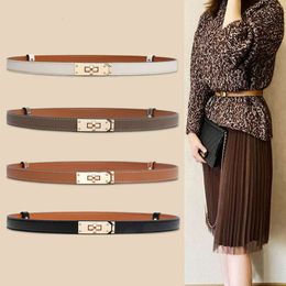 New Designer Belts Women Real Leather Belt Golden Silver Lock Buckle Belt Fashion Woman Dress Jeans Sweater Thin Waistband Width 1.8cm Top Quality