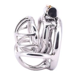 Stainless Steel Male Chastity Cage with Anti-off Ring Small Locking Metal Penis Ring Arc Testicle Bondage Gear Chastity Devices