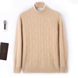 Men's Sweaters Round Neck Diamond Wheat Ear Pullover Autumn/Winter Cashmere Solid Sweater Western Blouse