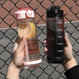 Water Bottles 700ML Portable Large-capacity Bottle Sports Straw Cups Student Plastic Drop-resistant Leak-proof