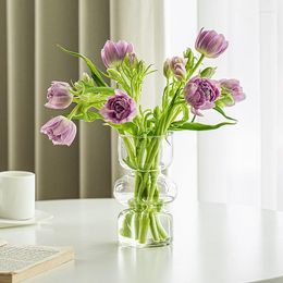 Vases Living Room Luxury Transparent Flower Arrangement Hydroponic Flowers Home Decoration Accessories Romantic Art Decorative Vase