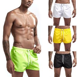 Men's Shorts Summer High Quality Beach Men Swimsuit Sexy Swimwear Quick Drying Briefs Solid Color Sport Trunks