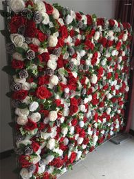 Decorative Flowers 8pcs/lot Artificial Silk Rose 3D Flower Wall Panel Wedding Backdrop Decoration Runner Stage TONGFENG