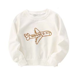 Hoodies Sweatshirts Little maven Baby Girls White Sweatshirt Cotton Soft and Comfort Fashion Tops with Knitted Plane for Kids 230905