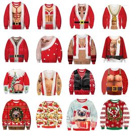 Men's Sweaters 2023 Santa Claus Xmas Patterned Sweater Cosplay Christmas Tops Men Women Funny Pullovers Men/female Sweartshirt