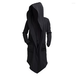 Men's Jackets Unisex Casual Open Stitch Hooded Long Cloak Cape Coat Men Women Solid Pocket Loose 2023 Mantle Sweatshirts