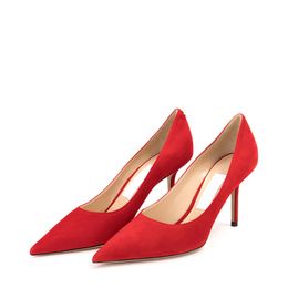 Fashion Women Sandals Trendy LOVE 85 mm Pumps Italy Delicate Red Suede Pointed Toes Badge Simple Designer Luxurious Summer Evening Dress Sandal High Heels Box EU 35-43