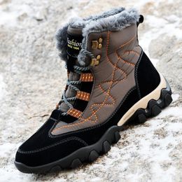 Boots Men's Casual Snow Winter Warm Plush Plus Size Outdoor High Top Work Fashion Comfort Soft Soles Anti Slip Cotton Shoe