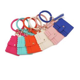 Storage Bags Bangle Bracelet Card Bag Wallet Keychain Wristlet Keyring Leopard Handbag Leather Credit Holder With Tassel 39 Style Drop Dh7Ew